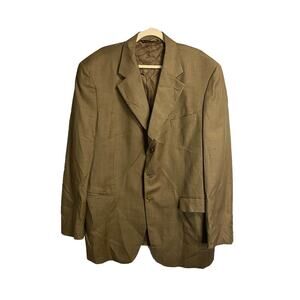 Jack Victor Super 100s Lanza CT Blazer Sport Coat 100% Wool Brown Size 48L Italy
